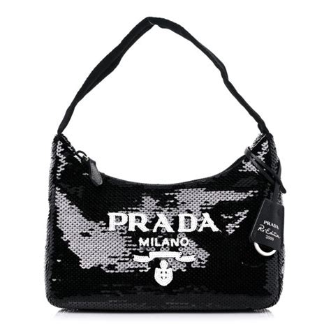 prada borsa paillettes|Black Prada Re.